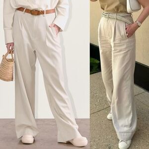 Everlane Draper Pleated Pant Buttersmooth Sandstone Ecru Cream Way High Wide Leg